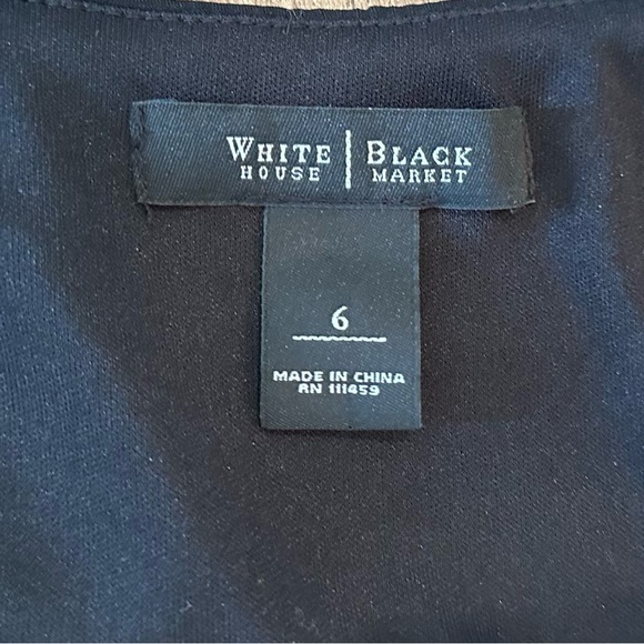 WHBM White House Black Market Black Midi Dress Size 6 Worn Once - Picture 5 of 6